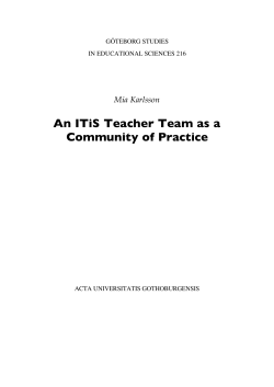 An ITiS Teacher Team as a Community of Practice