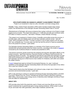 OPG starts work on Canada`s largest clean energy project