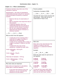 Stoichiometry Notes &ndash; chapter 121 Chapter 12.1: What is