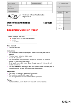 (Higher) : Specimen question paper