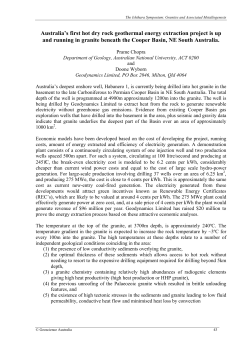 Australia`s first hot dry rock geothermal energy extraction project is