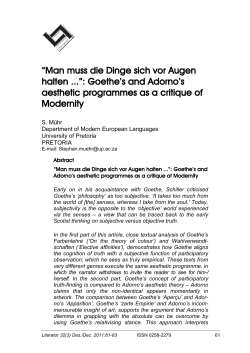 “Man muss die Dinge sich vor Augen halten ...”: Goethe`s