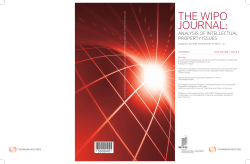 The WIPO Journal: Analysis and Debate of Intellectual Property Issues