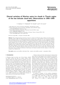 Diurnal variation of Martian water-ice clouds in Tharsis region of the