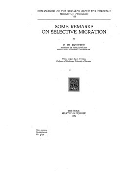 some remarks on selective migration - Wageningen UR E