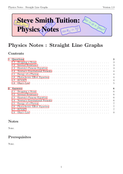 Physics Notes - Chelsea`s Roost : Home of Steve Smith Tuition