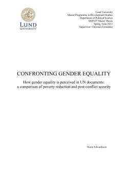 CONFRONTING GENDER EQUALITY - Lund University Publications