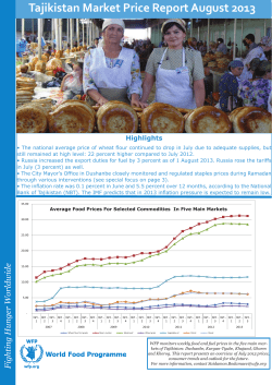 Tajikistan Market Price Report August 2013