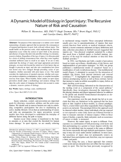 A Dynamic Model of Etiology in Sport Injury
