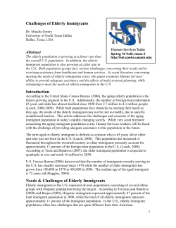Challenges of Elderly Immigrants