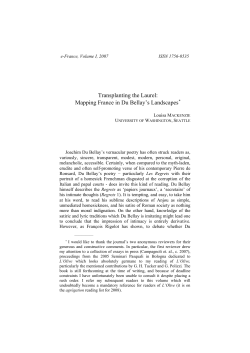 Transplanting the Laurel: Mapping France in du Bellay`s Landscape
