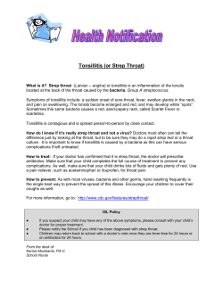 Tonsillitis (or Strep Throat)