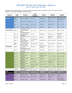 2016-17 Church Year Calendar: Series A