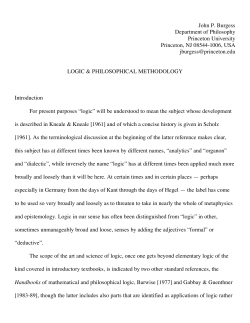 Logic and Philosophical Methodology