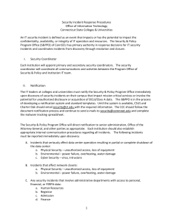 Security Incident Response Procedures Office of Information