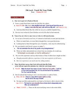 Oh Lord &ndash;Teach Me Your Paths - Shelbyville Church of Christ