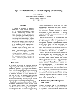 Large-Scale Paraphrasing for Natural Language