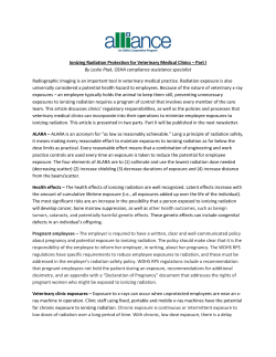 Ionizing Radiation Protection for Veterinary Medical Clinics &ndash; Part I