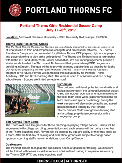 Portland Thorns Girls Residential Soccer Camp July 17