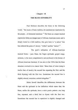 Chapter-II THE BLUES SENSIBILITY Paul Robeson describes the