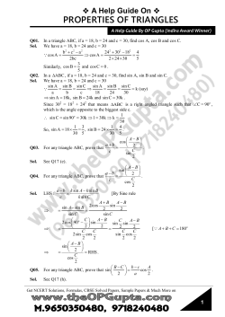 Help Guide-Properties Of Triangles
