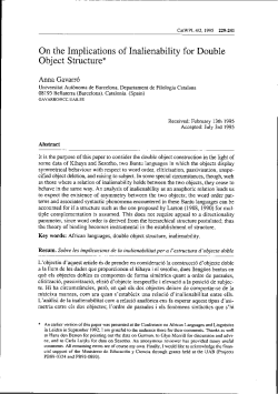 On the Implications of Inalienability for Double Object S tructure*
