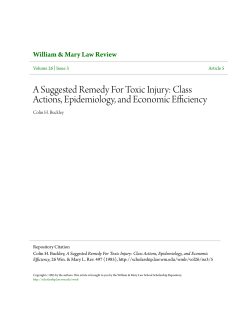 A Suggested Remedy For Toxic Injury: Class Actions, Epidemiology