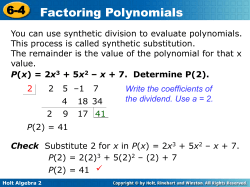 6-4 Factoring Polynomials