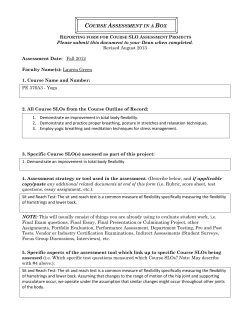 Fall 2012 PE-376A3 Student Learning Outcomes
