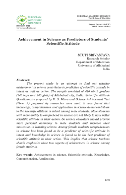 Achievement in Science as Predictors of Students