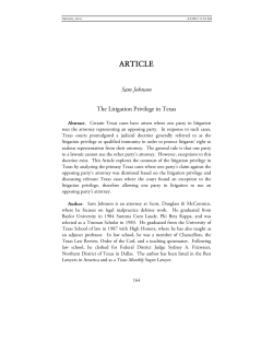 The Litigation Privilege in Texas