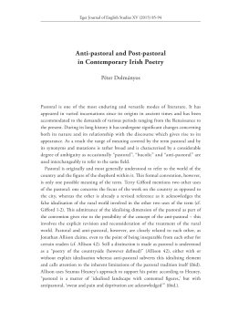 Anti-pastoral and Post-pastoral in Contemporary Irish Poetry