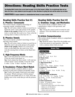 Directions: reading skills Practice tests