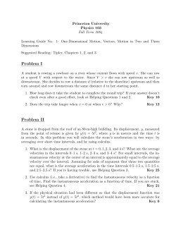 Physics 103 Learning Guide 1 problem X