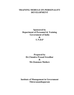 TRAINING MODULE ON PERSONALITY DEVELOPMENT