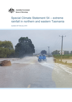 extreme rainfall in northern and eastern Tasmania