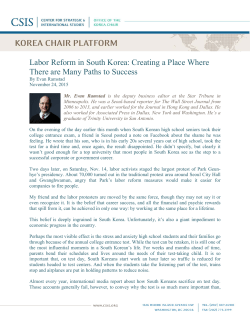 Labor Reform in South Korea: Creating a Place Where There are