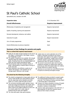 St Paul`s Catholic School Ofsted report 2015