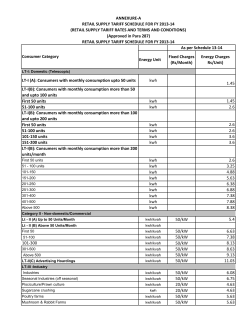 Energy Unit Fixed Charges (Rs/Month) Energy Charges Rs/Unit) LT