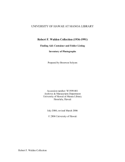 Photograph Inventory of the Robert F. Walden Collection