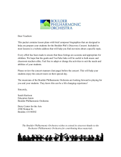 Dear Teachers - Boulder Philharmonic Orchestra