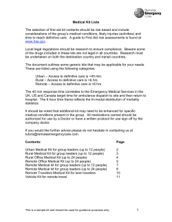 Medical kit guidance - Remote Emergency Care