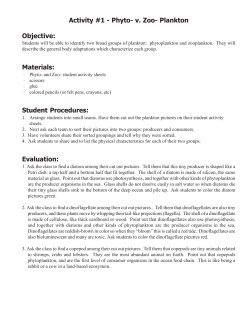 Activity #1 - Phyto- v. Zoo- Plankton Objective: Materials: Student