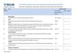 The TIDieR (Template for Intervention Description and Replication