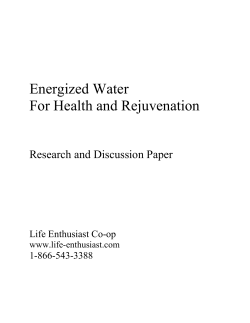 Energized Water For Health and Rejuvenation