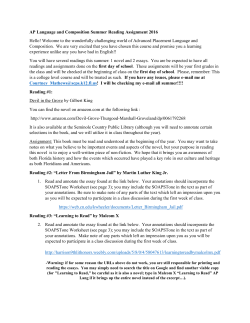 AP Language and Composition Summer Reading Assignment 2016
