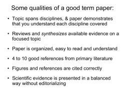 Some qualities of a good term paper: