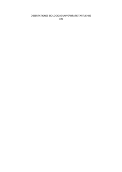 dissertationes biologicae universitatis tartuensis 170