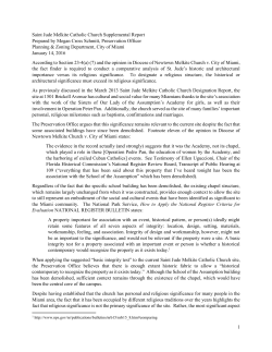 1 Saint Jude Melkite Catholic Church Supplemental Report