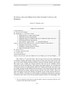National Advance Directives: One Attempt to Scale the Barriers